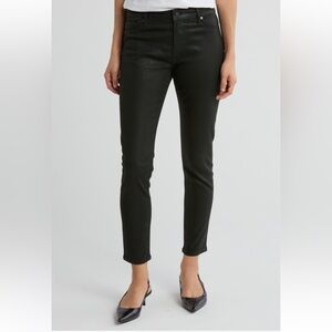 AG The Farrah High Rise Ankle Skinny Leather Panel Denim Pants in Green Sz25 NWT